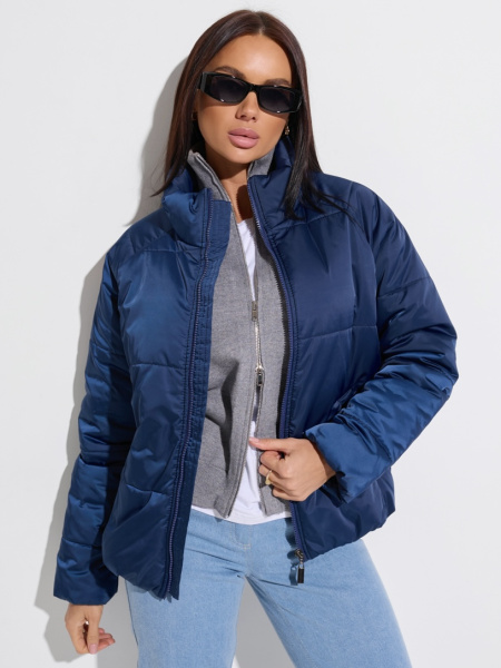 Куртка женская короткая демисезонная, темно-синяя