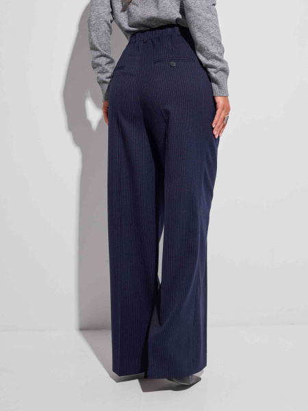 Брюки-палаццо женские из вискозы в полоску, темно-синие
