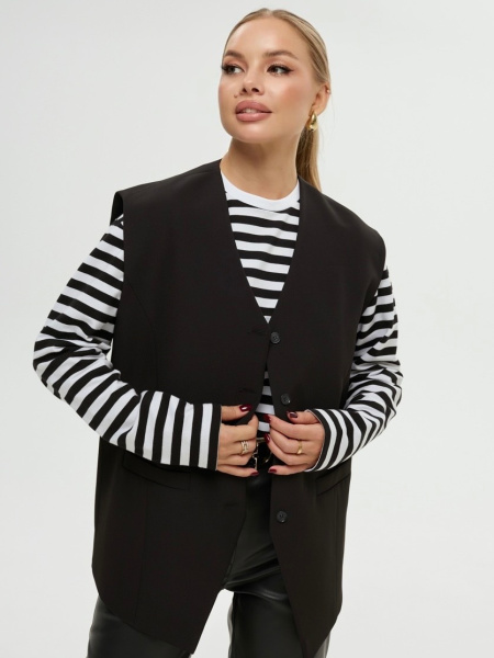 Жилет женский костюмный свободного кроя, черный