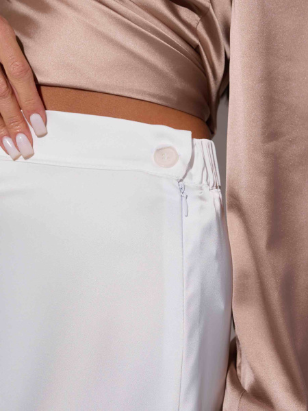 Юбка-миди атласная, молочная