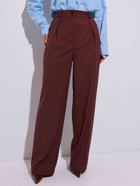 Брюки-палаццо классические из вискозы, коричневые