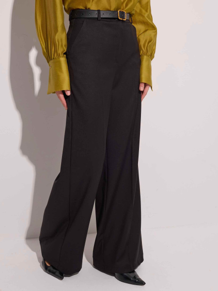 Брюки-палаццо женские из вискозы со стрелками, черные
