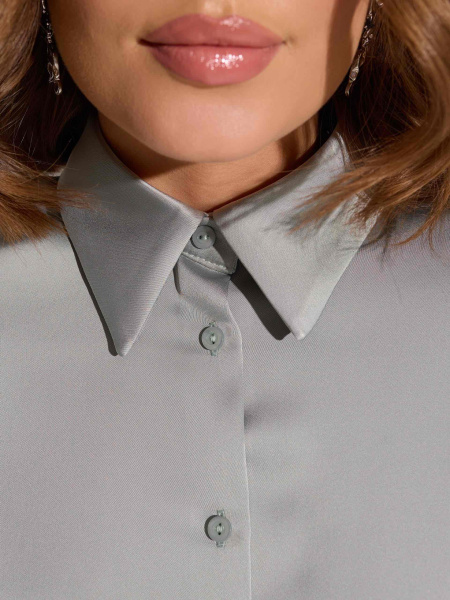 Атласная блузка свободного кроя, мятная