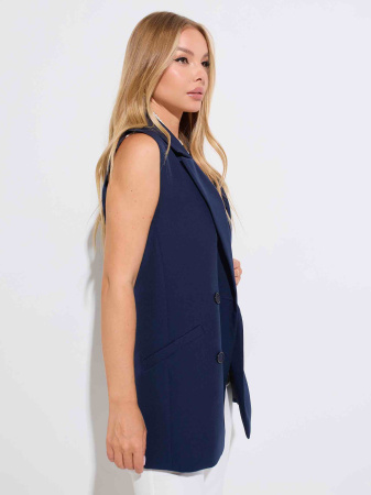 Жилет женский удлиненный двубортный, темно-синий