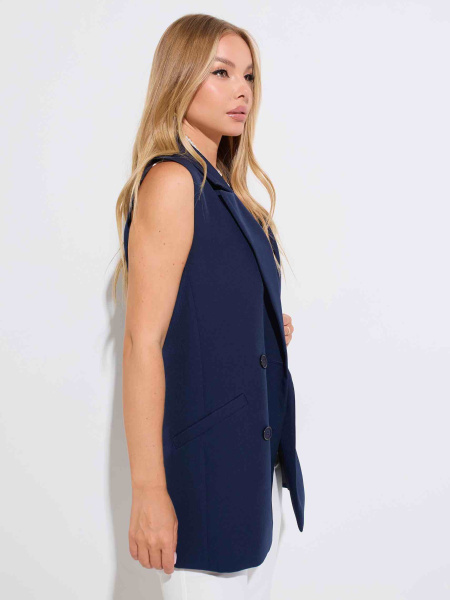 Жилет женский удлиненный двубортный, темно-синий
