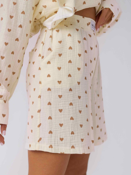 Шорты летние из муслина, бежевые