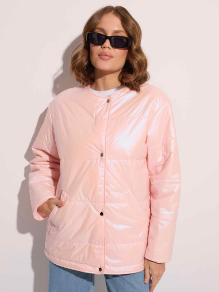 Куртка демисезонная c круглой горловиной, розовый жемчуг 