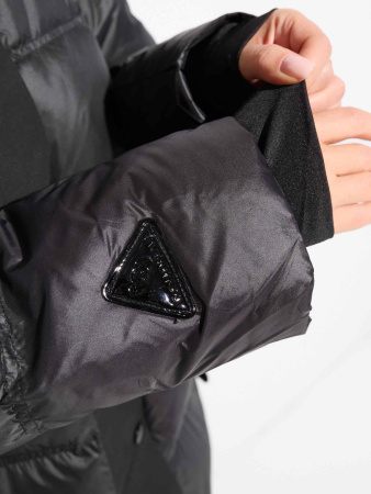 Женский пуховик с капюшоном, черное золото