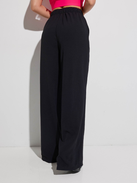 Брюки-палаццо женские на резинке, черные