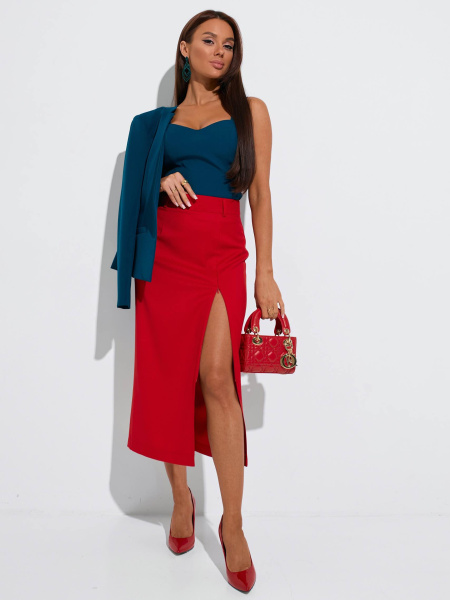 Юбка-миди классическая с разрезом на молнии