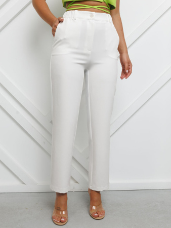 Женские прямые брюки на резинке, белые