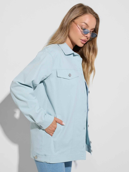 Куртка женская джинсовая удлиненная, мятная