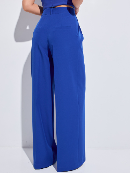 Брюки-палаццо женские с высокой посадкой, васильковые