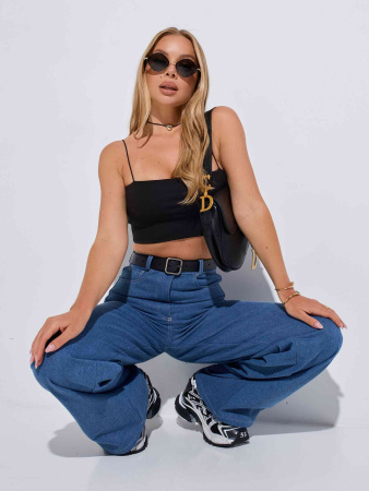 Топ женский базовый на бретельках, черный