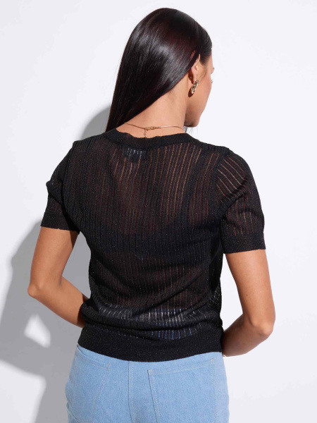 Джемпер прозрачный с коротким рукавом, черный