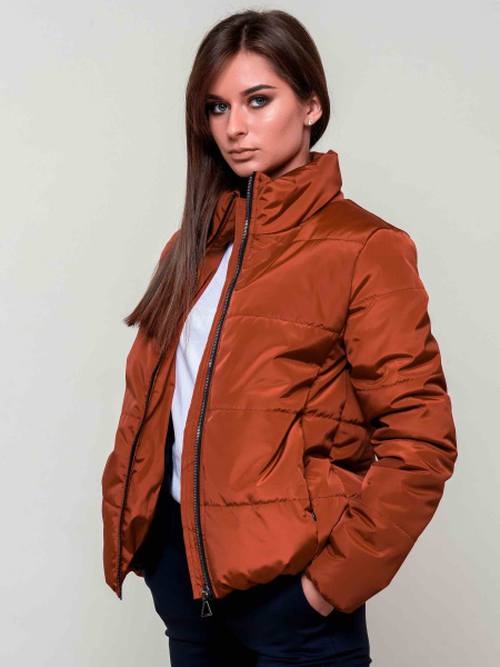 Куртка женская короткая, терракотовая