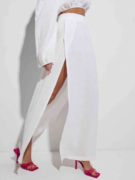 Юбка-макси с разрезами из муслина, белая