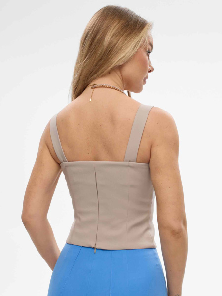 Топ женский классический удлиненный из хлопка, бежевый Топ женский классический удлиненный из хлопка, бежевый