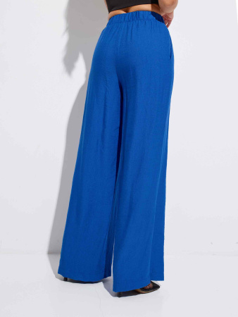 Брюки-палаццо женские из вискозы на резинке, васильковые