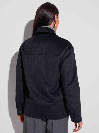 Куртка-рубашка утепленная из пальтовой ткани, черная