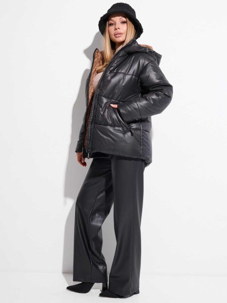 Женская зимняя куртка прямого кроя с капюшоном, черная FE